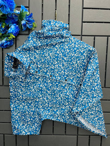 Zigzag Unique Blue Floral  Men Digital Print Shirt