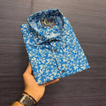 Zigzag Unique Blue Floral  Men Digital Print Shirt