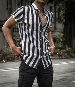 Trendy Stylish Black & White Stripes printed Design Shirt
