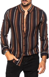 Dark Colour Stripes Authentic Full Sleeves Shirt