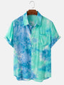 Blue Smoky Style Printed Mens Shirt