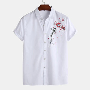 White Sober Bird Print Shirt